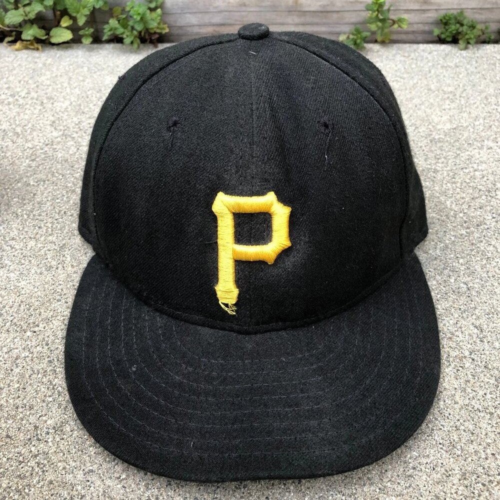 VTG Y2K NEW ERA Pittsburgh Pirates Hat Men's 7 Fitted Black MLB Wool 59Twenty